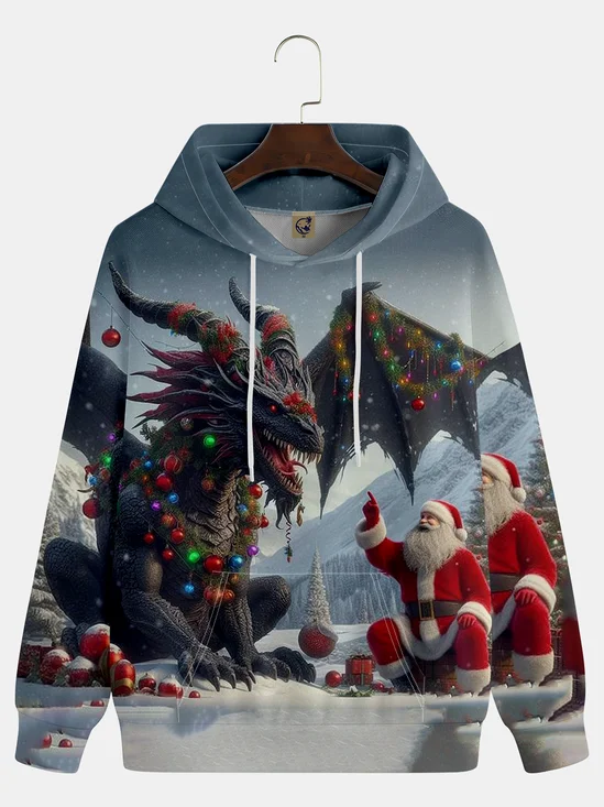 Santa and Dragon Christmas Hoodie Sweatshirt