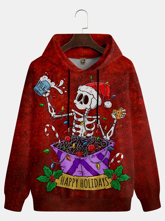 Art Illustration Skull Christmas Hoodie Sweatshirt by David Lozeau