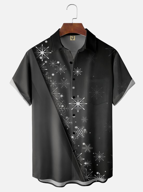 Moisture Wicking Christmas Decorative Chest Pocket Hawaiian Shirt