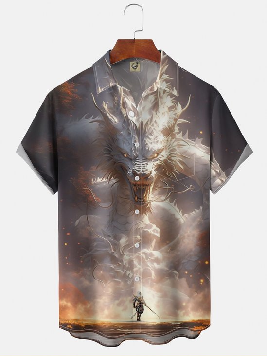 Moisture-wicking Black Myth WUKONG vs. White Dragon Yao Guai Chest Pocket Hawaiian Shirt