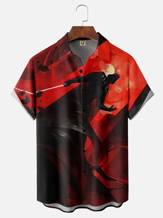 Moisture-wicking Samurai Sith Laser Sword Chest Pocket Hawaiian Shirt