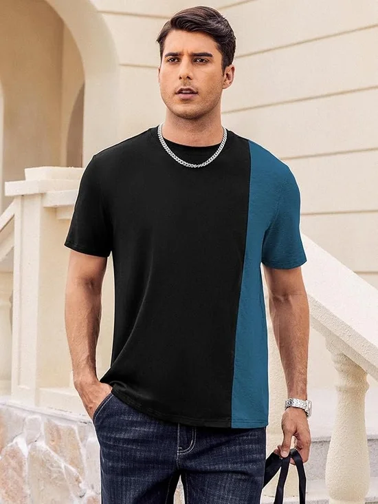 Cotton-blend Color-block Tee Shirt