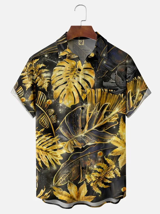 Moisture Wicking Tropical Chest Pocket Hawaiian Shirt