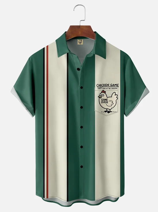 Moisture-wicking Don't Look At The Chicken Chest Pocket Bowling Shirt