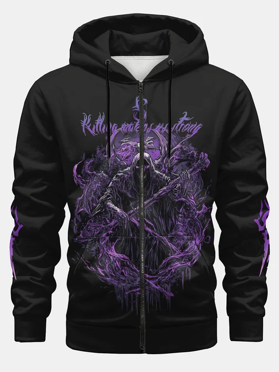 Skeleton Grim Reaper Zipper Hoodie Sweatshirt