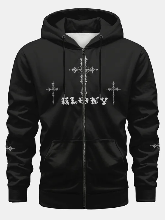 Art Holy Glory Cross Zipper Hoodie Sweatshirt