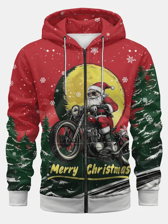 Santa Freeride Motorcycle Zipper Hoodie Sweatshirt