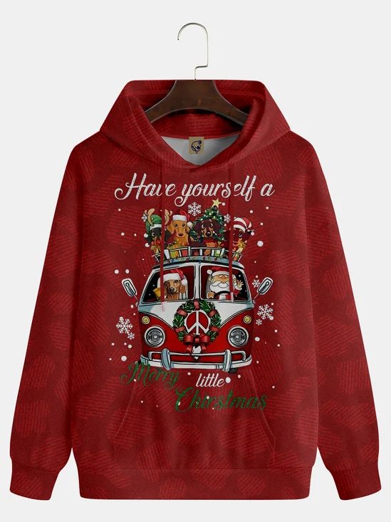 Christmas Santa Claus Driving and Dog Hoodie Sweatshirt