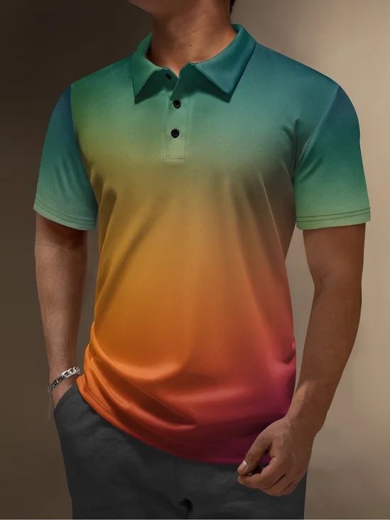 Moisture Wicking Abstract Gradient Color Golf Polo