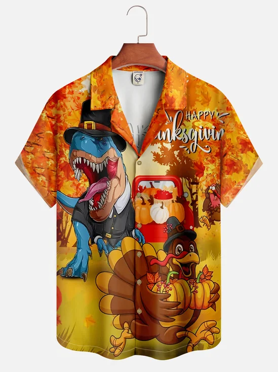 Moisture Wicking Thanksgiving Turkey Hawaiian Shirt