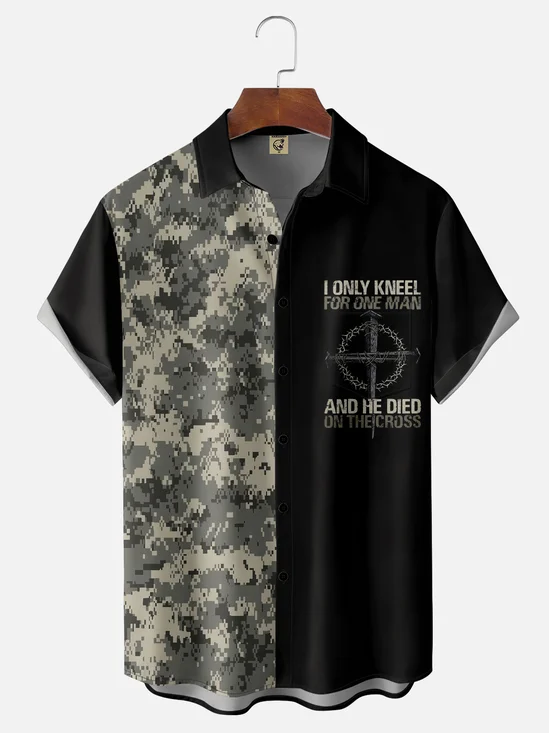 Moisture-wicking Veterans Only Kneel For One Man Chest Pocket Casual Shirt