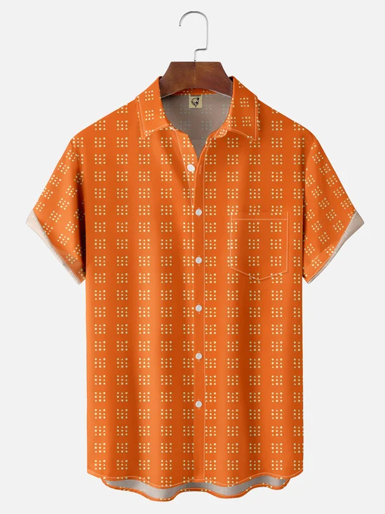 Moisture-wicking Geometry Chest Pocket Hawaiian Shirt