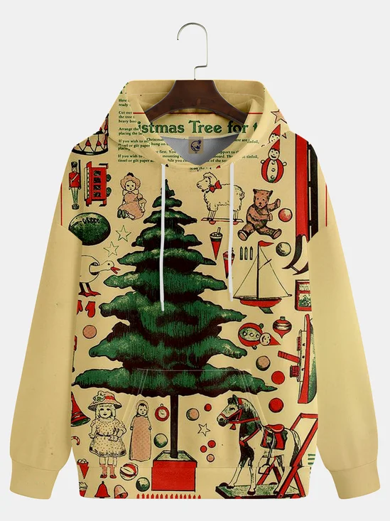 Christmas Vintage Christmas Tree Art Illustration Hoodie Sweatshirt