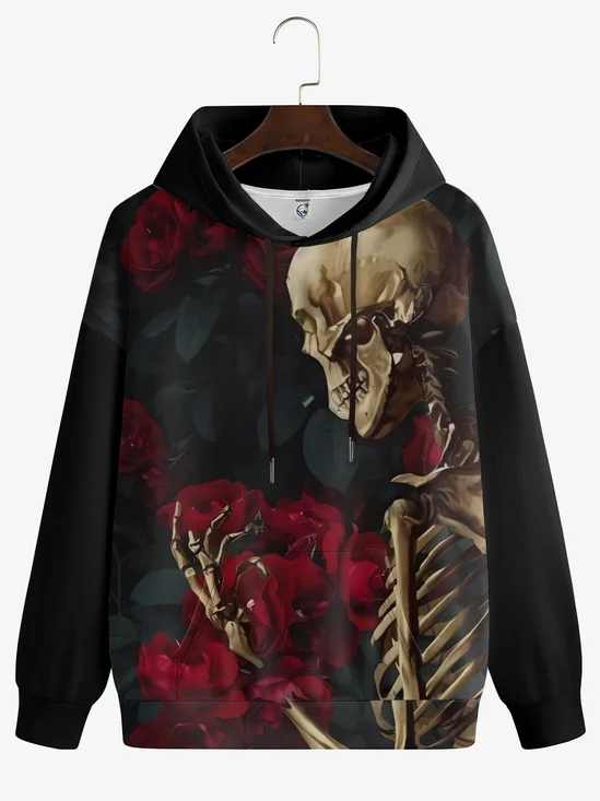 Rock Spirit Rose Skull Hoodie Sweatshirt