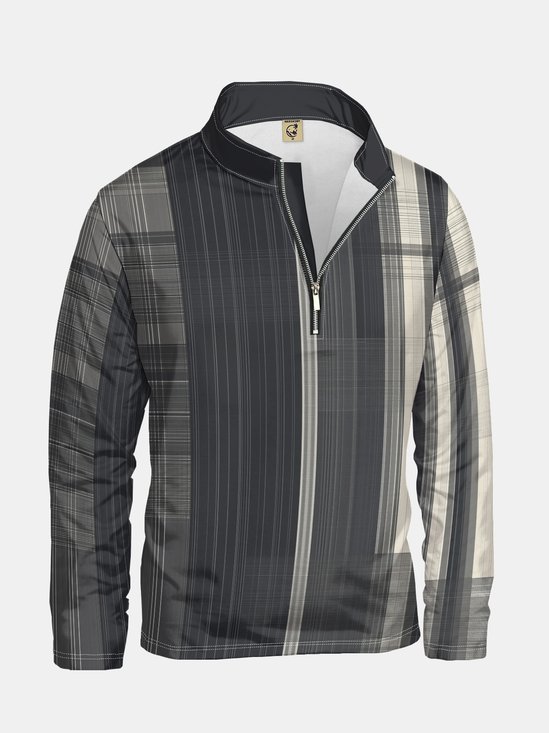 Art Stripe Abstract Texture Half-zip Pullover Sweatshirt