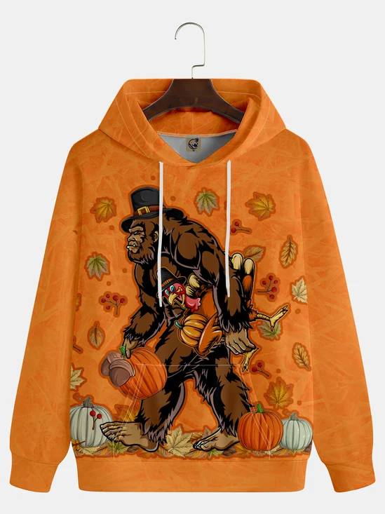 Thanksgiving Bigfoot Holding Turkey Hoodie Sweatshirt