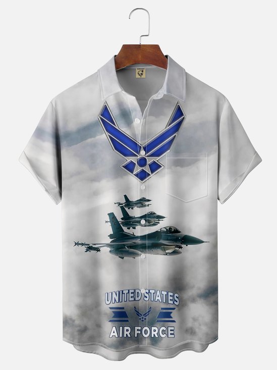Moisture-wicking Air Force Veterans Chest Pocket Casual Shirt