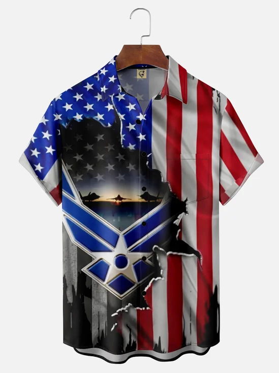 Moisture-wicking Air Force Veterans Chest Pocket Casual Shirt
