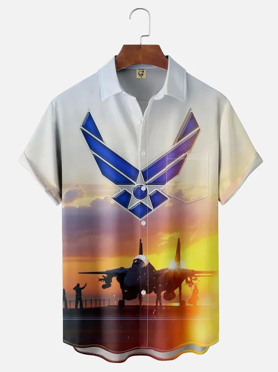 Moisture-wicking Air Force Veterans Chest Pocket Casual Shirt