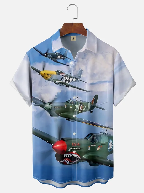 Moisture-wicking Veterans Day Air Force Fighter Chest Pocket Casual Shirt