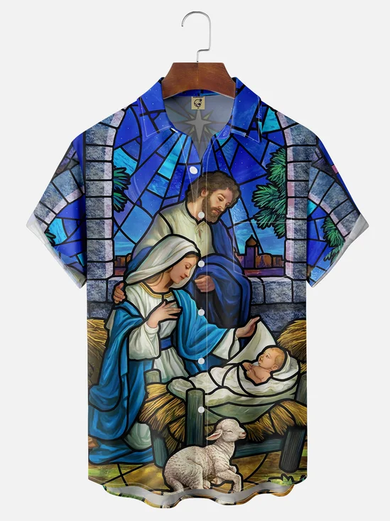 Moisture-wicking Religion Jesus Faith Chest Pocket Casual Shirt