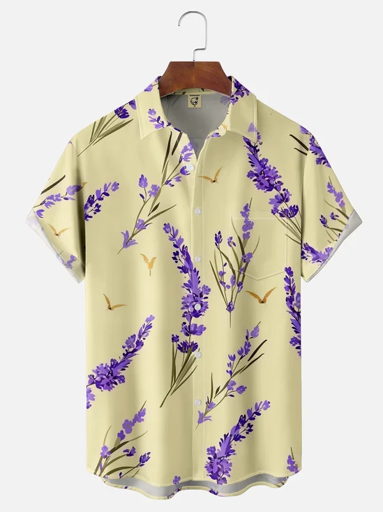 Moisture-wicking Lavender Chest Pocket Hawaiian Shirt