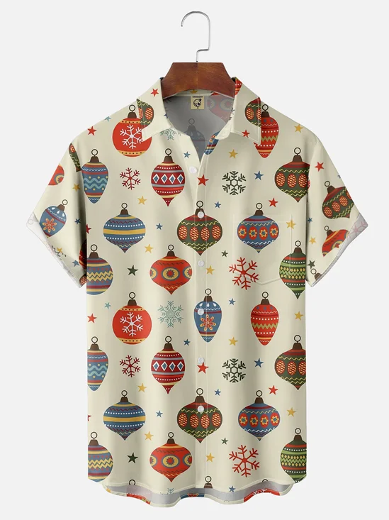 Moisture-wicking Christmas Decoration Chest Pocket Casual Shirt