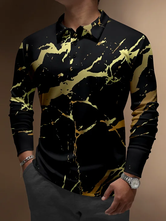 Moisture-wicking Abstract Gold Splash Golf Polo