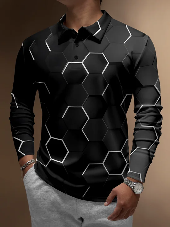 Moisture Wicking Geometric Hexagon Golf Polo