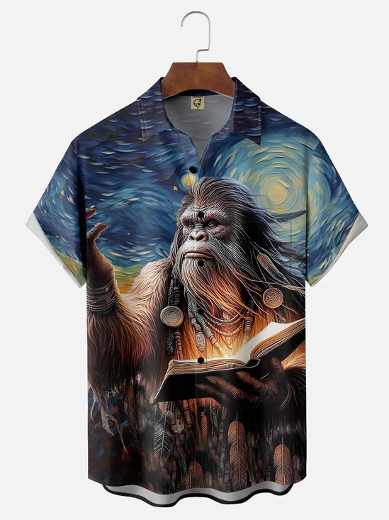 Moisture-wicking Bigfoot Magician Chest Pocket Hawaiian Shirt