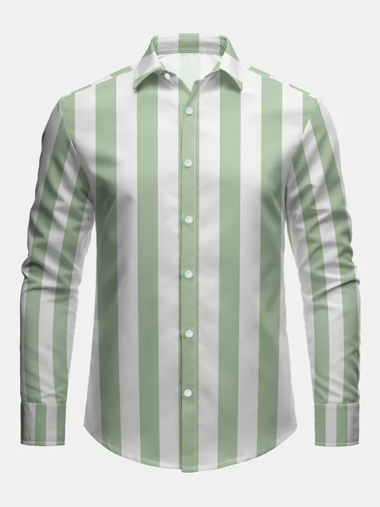 Striped Regular Fit Long Sleeve Casual Dress Shirt