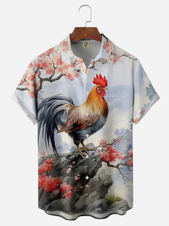 Moisture-wicking Rooster Chest Pocket Casual Shirt