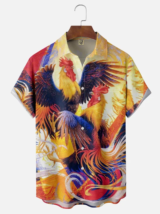 Moisture-wicking Rooster Chest Pocket Casual Shirt