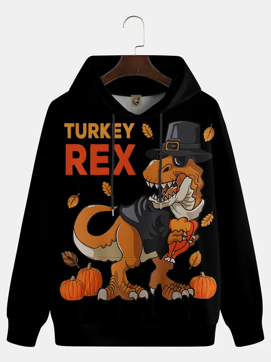 Thanksgiving Dinosaur Holding Turkey Hoodie Sweatshirt