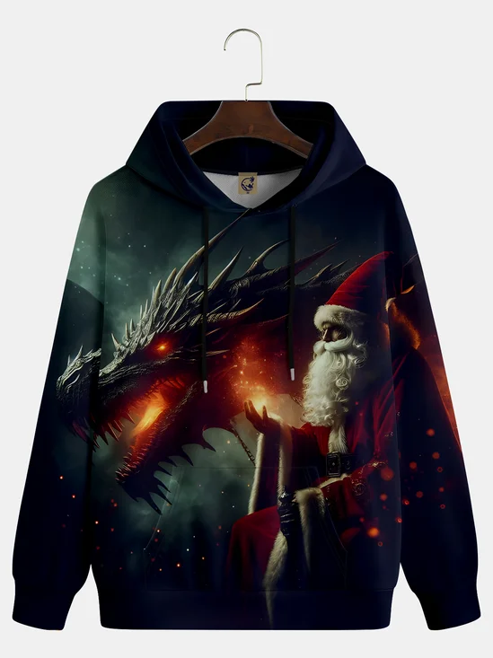 Christmas Dragon and Santa Claus Hoodie Sweatshirt