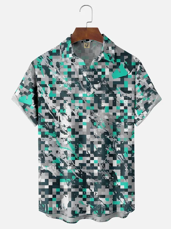 Moisture-wicking Artistic Abstract Camouflage Chest Pocket Casual Shirt