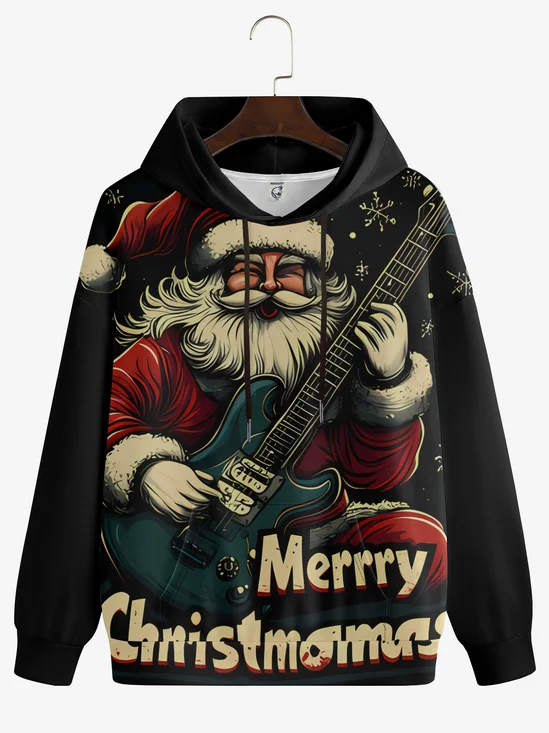 Santa Claus Playing Bass Hoodie Sweatshirt