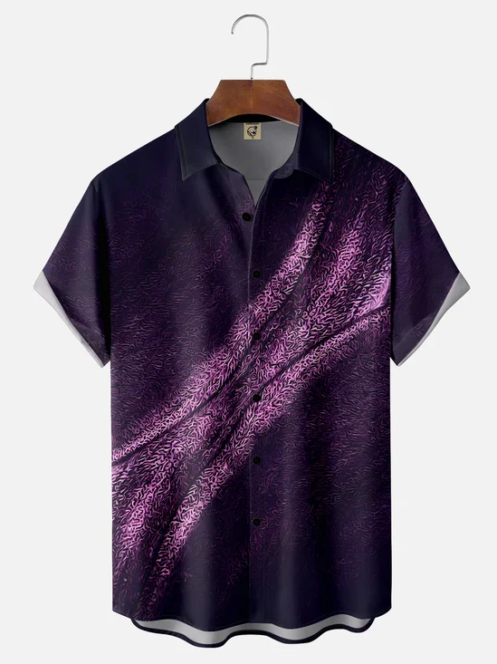 Moisture-wicking Purple Abstract Texture Chest Pocket Hawaiian Shirt