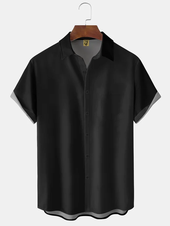 Tall Size Moisture-wicking Solid Color Chest Pocket Casual Shirt