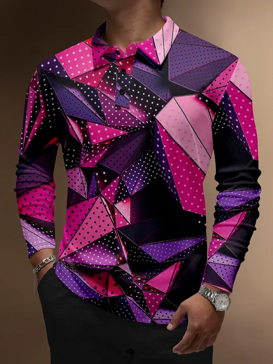 Moisture Wicking Artistic Geometric Irregular Pattern Golf Polo