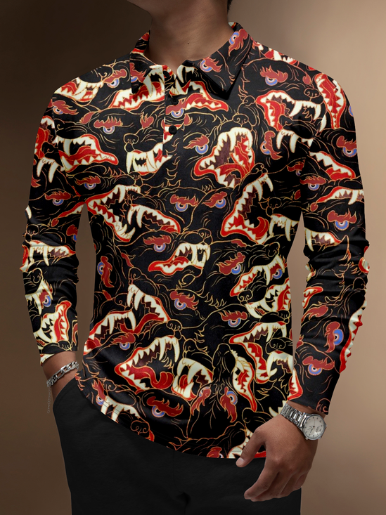 Moisture Wicking Ukiyoe Dragon Golf Polo