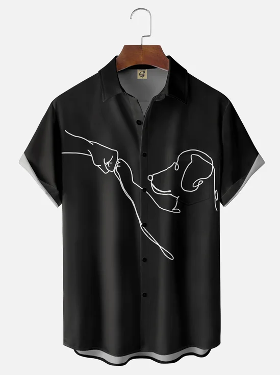 Moisture-wicking Love Dog Chest Pocket Casual Shirt