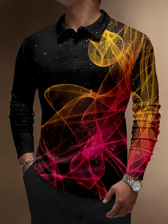 Moisture Wicking Art Abstract Print Gradient Golf Polo