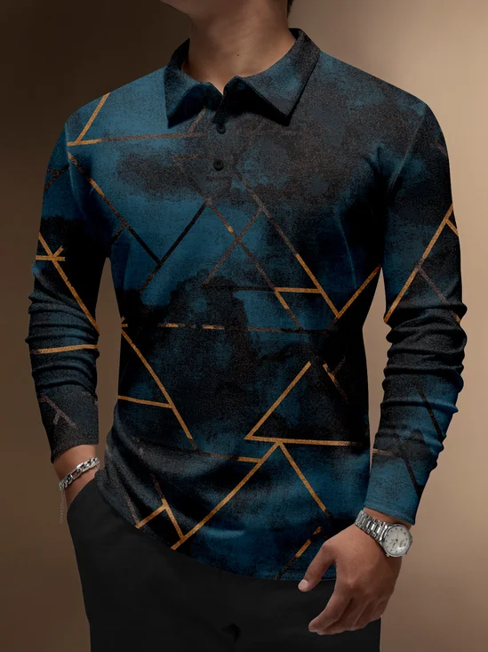 Moisture Wicking Artistic Abstract Geometric Gradient Golf Polo