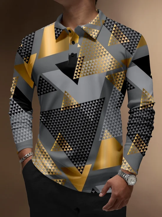 Moisture Wicking Artistic Geometric Triangle Golf Polo