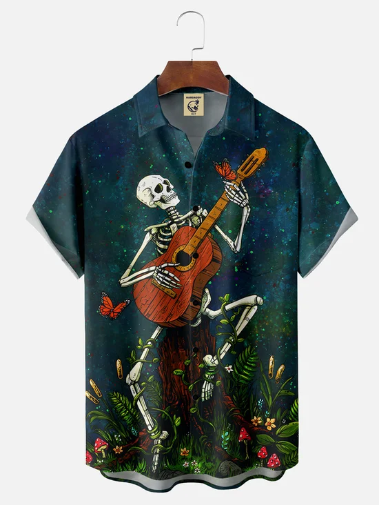Tall Size David Lozeau Artist Collaboration Illustration Moisture-wicking Chest Pocket Casual Shirt