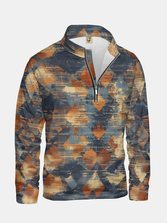 Vintage Abstract Art Half-zip Pullover Sweatshirt