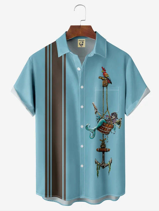 Tall Size David Lozeau Artist Collaboration Illustration Moisture-wicking Chest Pocket Casual Shirt