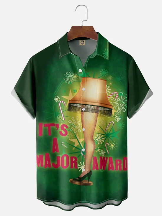 Moisture-wicking Christmas Major Award Leg Lamp Chest Pocket Casual Shirt
