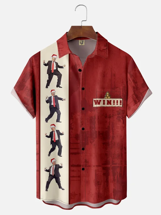 Moisture-wicking I'll Be Home For Christmas Chest Pocket Bowling Shirt